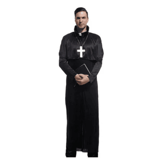 Disfraz Hombre De Sacerdote Sotana Disfraz Cura Halloween