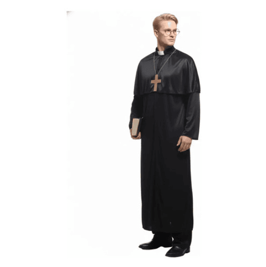 Disfraz Hombre De Sacerdote Sotana Disfraz Cura Halloween - Imagen 2